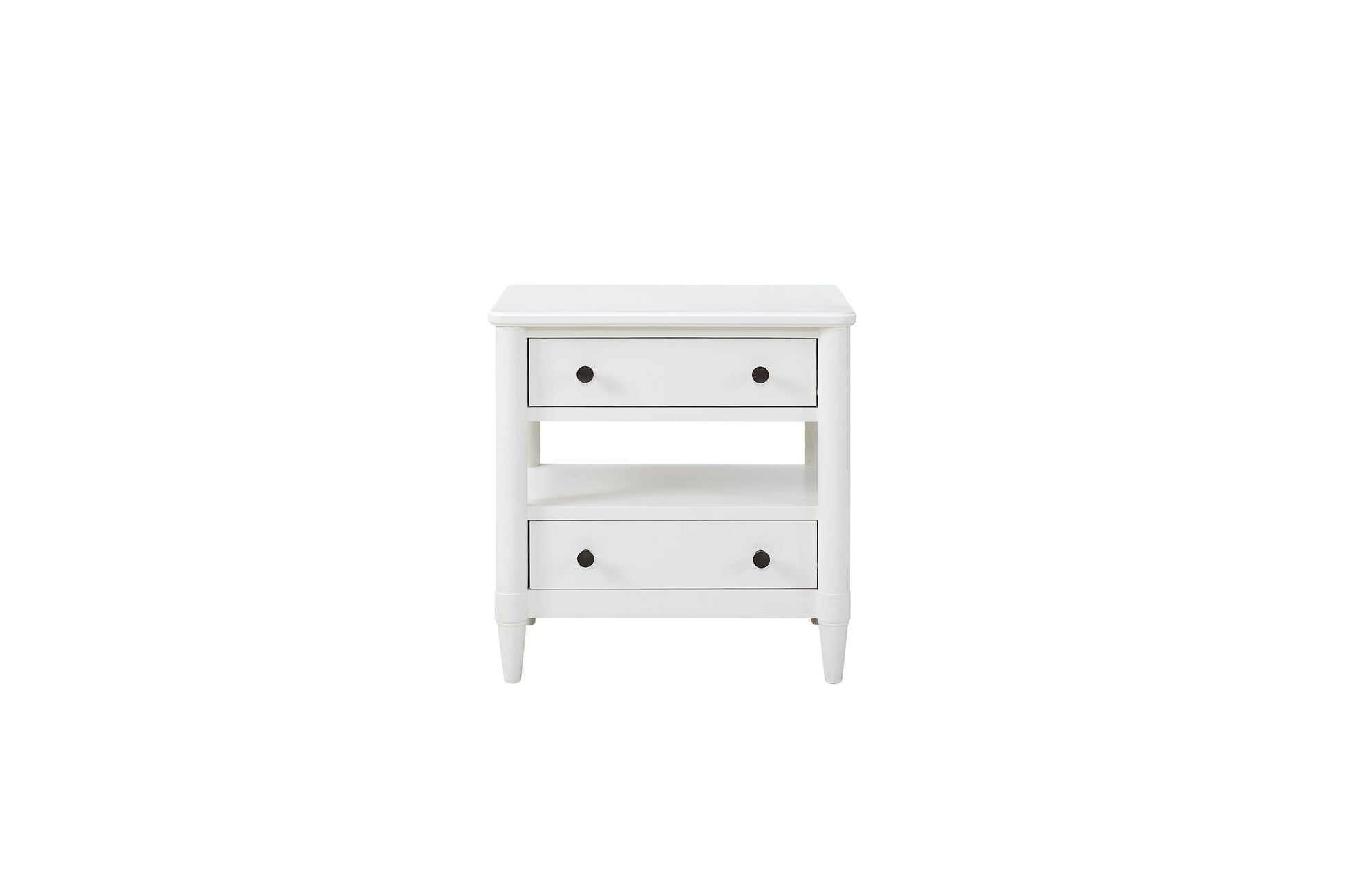 Open Nightstand White Finish With 2 Drawers White Solid Wood Mdf