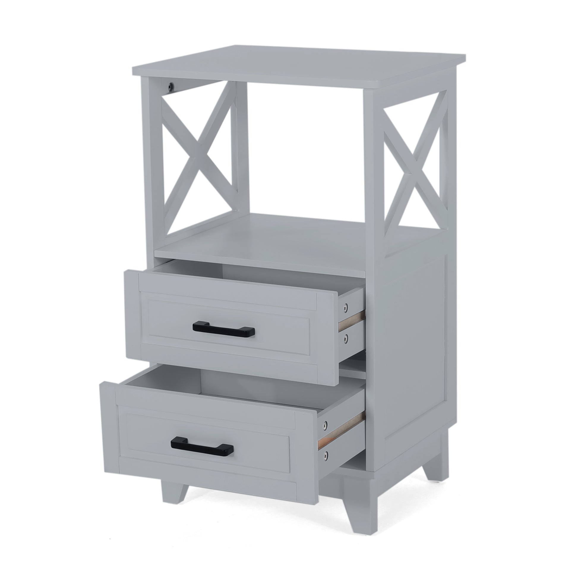 2 Drawer Cabinet - Gray Mdf