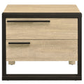 Oak And Black 2 Drawer Nightstand Black Brown 2 Drawers Bedroom Rectangle Industrial Oak Wood Metal