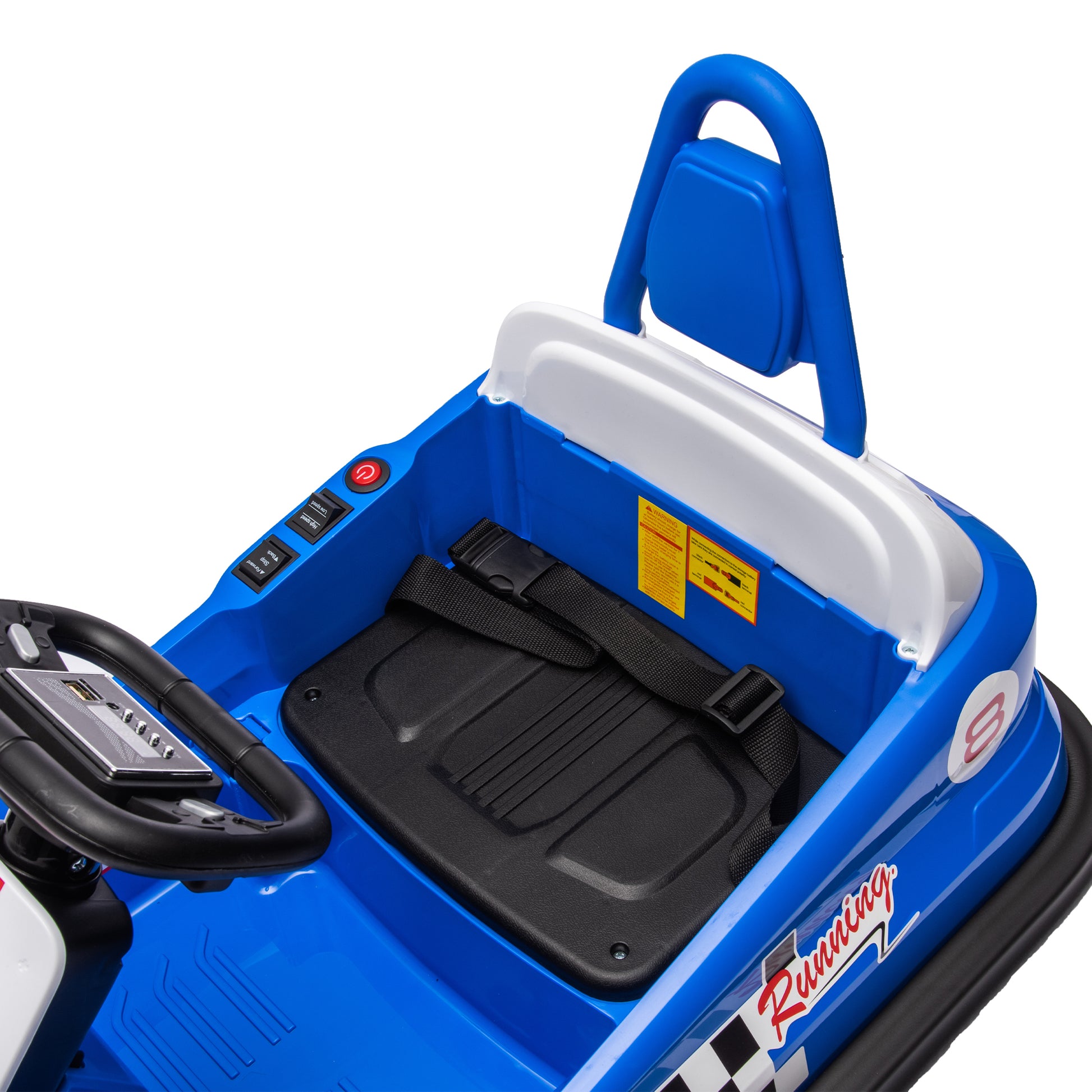 6V Kids Ride On Electric Go Kart Bumper Car W Parents Remote Control,Three Speed Adjustable,Led Lights,Horn,Bluetooth,Player&360 Spin,Vehicle Body With Anti Collision Padding For 18M . Blue Polypropylene