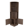 Syrah Corner Bar Cabinet, Two External Shelves Brown Primary Living Space Modern Shelves Included Particle Board