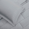 Seersucker Down Alternative Comforter Mini Set Queen Grey Microfiber