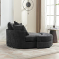 Orisfur. 360 Swivel Accent Barrel Chair With Storage Ottoman & 4 Pillows, Modern Chenille Leisure Chair Round Accent For Living Room, Gray Gray Foam Chenille