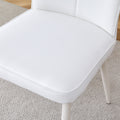 Modern Minimalist Dining Chair, White Pu Leather Curved Back And Seat Cushion, White Metal Chair Legs, Suitable For Dining Room, Bedroom, Living Room. A Set Of Four Chairs. 008 White Pu