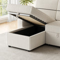 85 Inches Corduroy Sofa Bed, 3 Seater Sleeper Sofa With Storage Chaise, Square Handrail With Two Cup Holder And Usb Charge Port, Pull Out Couch For Living Room Beige Corduroy 3 Seat