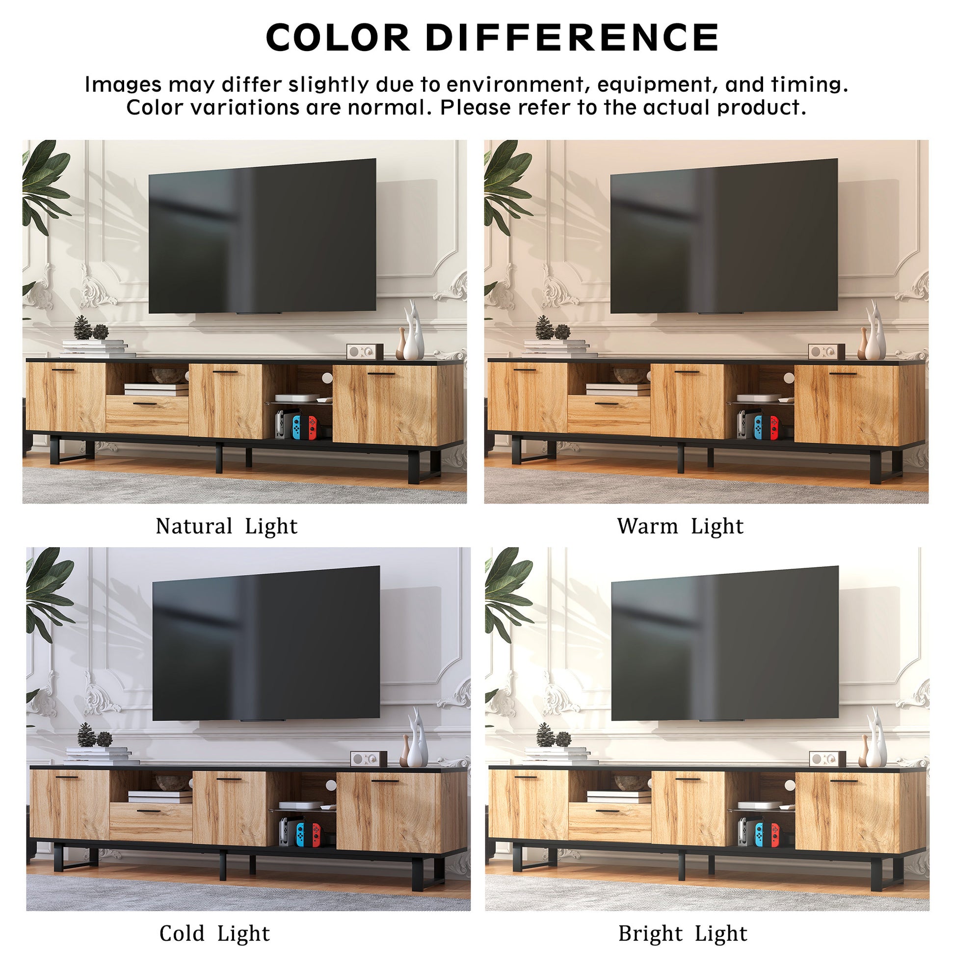 Modern Tv Stand With 4 Cabinets& Open Shelves, Color Matching Media Console Table For Tvs Up To 80'', Entertainment Center With Drop Down Door For Living Room, Bedroom, Home Theatre Wood Brown Primary Living Space 70 79 Inches 70 79 Inches Modern 65