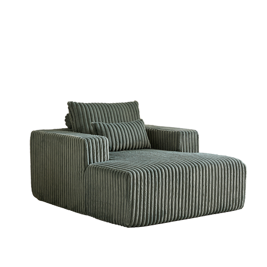 62.5 Inch Corduroy Sponge Sofa Lounge Chair,No Assembly Required,Fluffy Modern Sleeper Chair For Indoor Living Room Bedroom Army Green Foam Corduroy 1 Seat