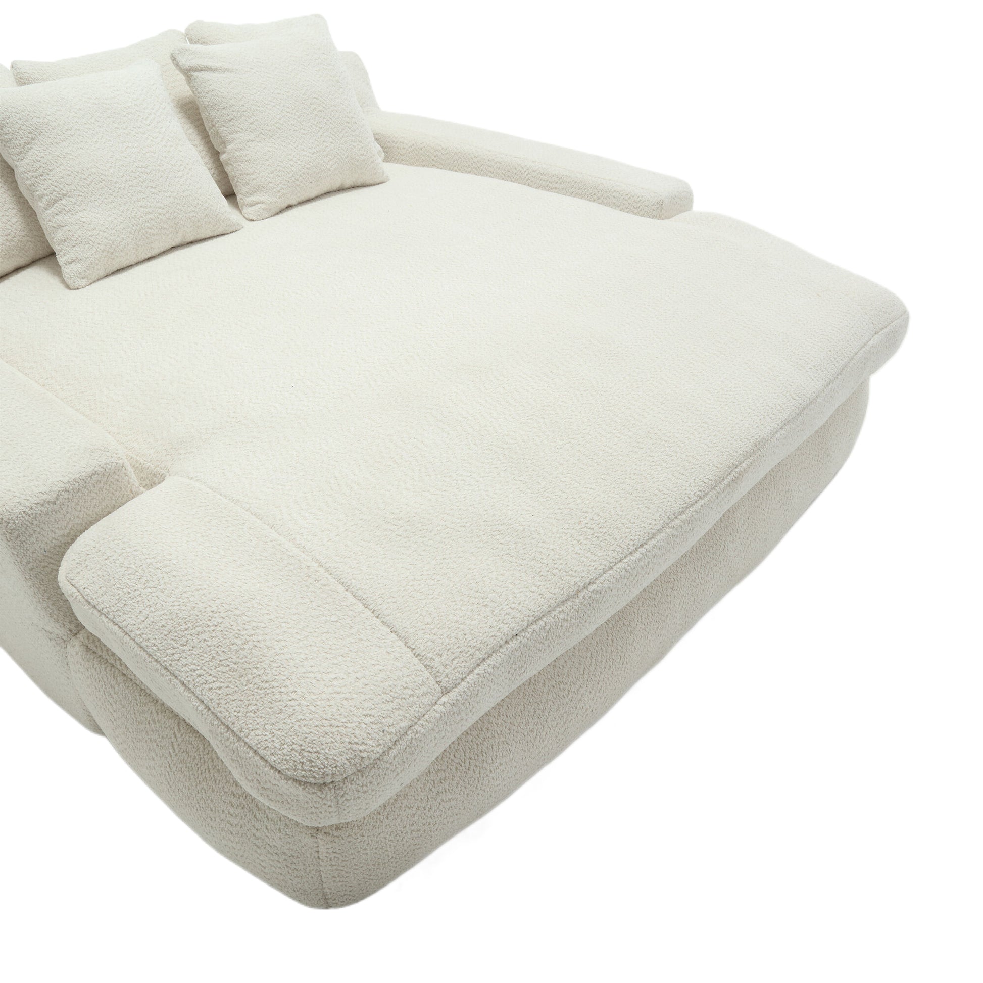 Coolmore Chenille 2 Seater Lazy Sofa With 5 Back Pillows,Comfy Sofa Deep Seat Couch For Living Room,Club White White Chenille 2 Seat