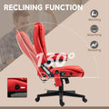 Homcom High Back Vibration Massage Office Chair With 6 Vibration Points, Heated Reclining Pu Leather Computer Chair With Armrest And Remote, Red Red Pu