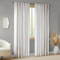 2Pk Poly Printed Curtain Panel With Tufted Stripe White Taupe 2 Pk 50X84
