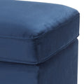 Blue Rectangle Ottoman Blue Primary Living Space Solid Blue Pine Rectangle Fabric Metal