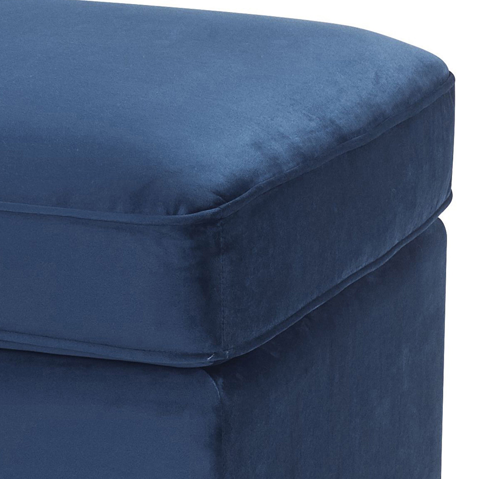 Blue Rectangle Ottoman Blue Primary Living Space Solid Blue Pine Rectangle Fabric Metal