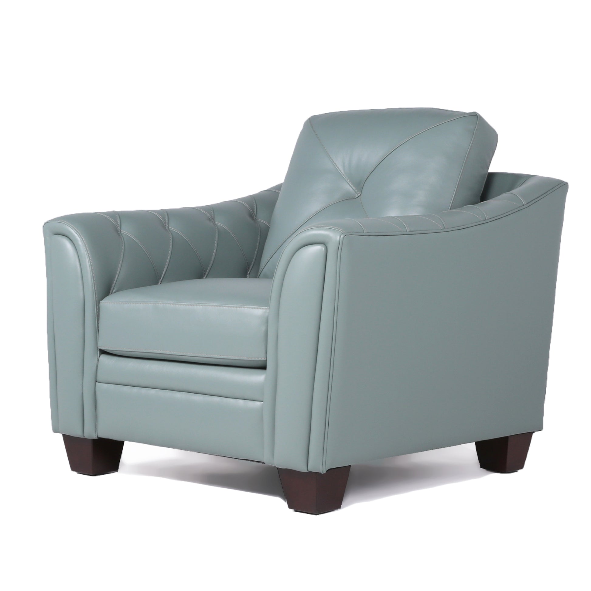 Modern Tufted Leather Chair Seafoam Leather