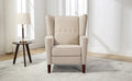 Mid Century Chenille Wingback Recliner Chair, Button Tufted Design Pushback Recliner Chair With Armrest And Solid Wood Legs, For Bedroom Living Room, Tan Tan Chenille