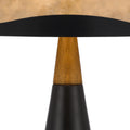 30 Inch 3 Way Table Lamp, Beige Mica Shade, Rubberwood And Black Metal Body Black Brown Wood Metal