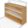 Twin Size Metal Bed House Bed Frame With Shelves And Lights, White Twin White Metal & Wood