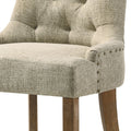 Beige And Salvaged Oak Tufted Back Parson Chairs