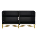 Distinctive Features Of Four Door Sideboard With Metal And Cross Leg Design,Suitable For Living Rooms,Entrance And Study Black American Design Mdf