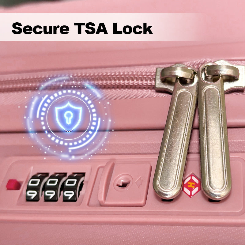 Hardside Luggage Sets 3 Pieces, Expandable Luggages Spinner Suitcase With Tsa Lock Lightweight Carry On Luggage 20Inch 24Inch 28Inch Rose Gold Polypropylene