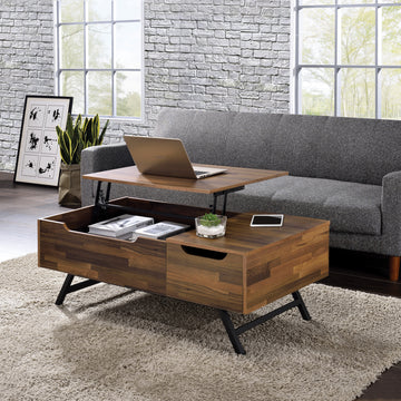 Walnut 1 Drawer Coffee Table With Lift Top Walnut Primary Living Space Drawers Rectangular Paper Composite