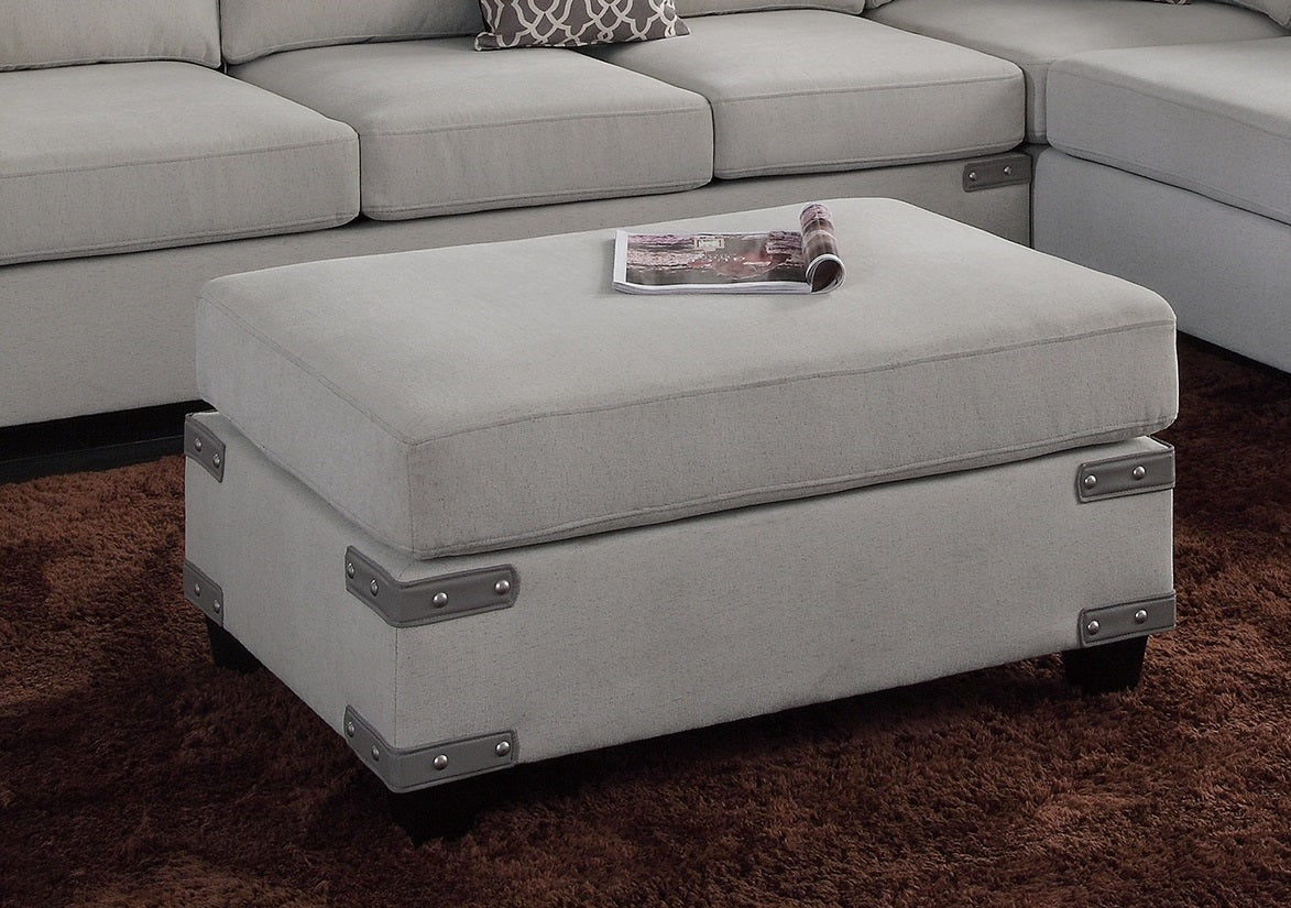 Living Room Furniture Mushroom Chenille Sectional W Ottoman Linen Like Fabric Sofa Reversible L R Chaise Ottoman 3Pc Sectional Sofa Mushroom Chenille Wood Primary Living Space Cushion Back