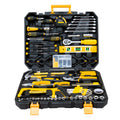 198 Piece Mechanics Tool Set With Socket Household Hand Tool Kit Basic Tool Combination With Plastic Toolbox Storage Case Yellow Black Steel