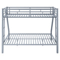 Twin Xl Over Queen Metal Bunk Bed With Ladder And Guardrails, Silver Box Spring Not Required Twin Xl Silver Metal Metal
