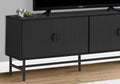 Tv Stand, 60 Inch, Console, Media Entertainment Center, Storage Cabinet, Living Room, Bedroom, Black Laminate, Black Metal, Contemporary, Modern Black 80 89 Inches Particle Board