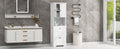 Tall Bathroom Cabinet With Four Doors, Large Storage Space Open Shelve, Upper Storage Cabinet, White White Mdf