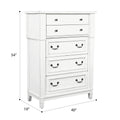 Coastal White 5 Drawer Chest White Engineered Wood