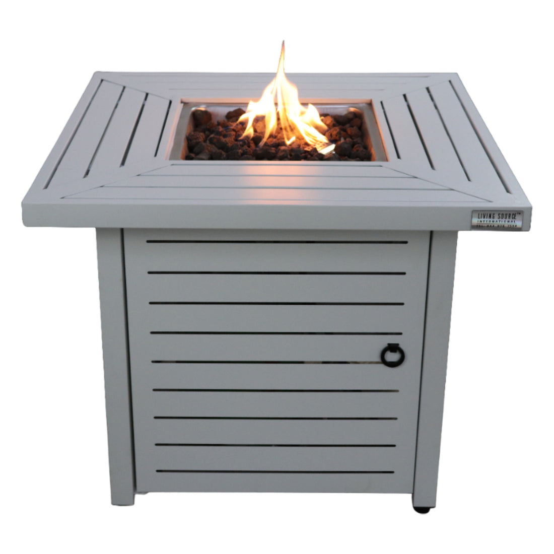 25" H X 30" W Steel Propane Natural Gas Fire Pit Table Natural Whitewash Garden & Outdoor Modern Steel