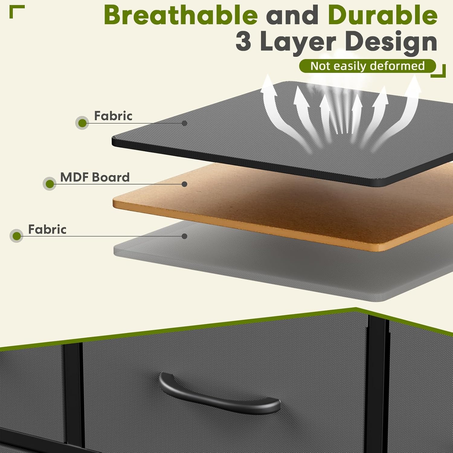 Tv Stand Dresser For Bedroom Entertainment Center With 5 Fabric Drawers, Storage Organizers Units For Living Room, Media Console Table With Open Shelf Up For 45" Tv, Gray, Wood Top Gray Wood