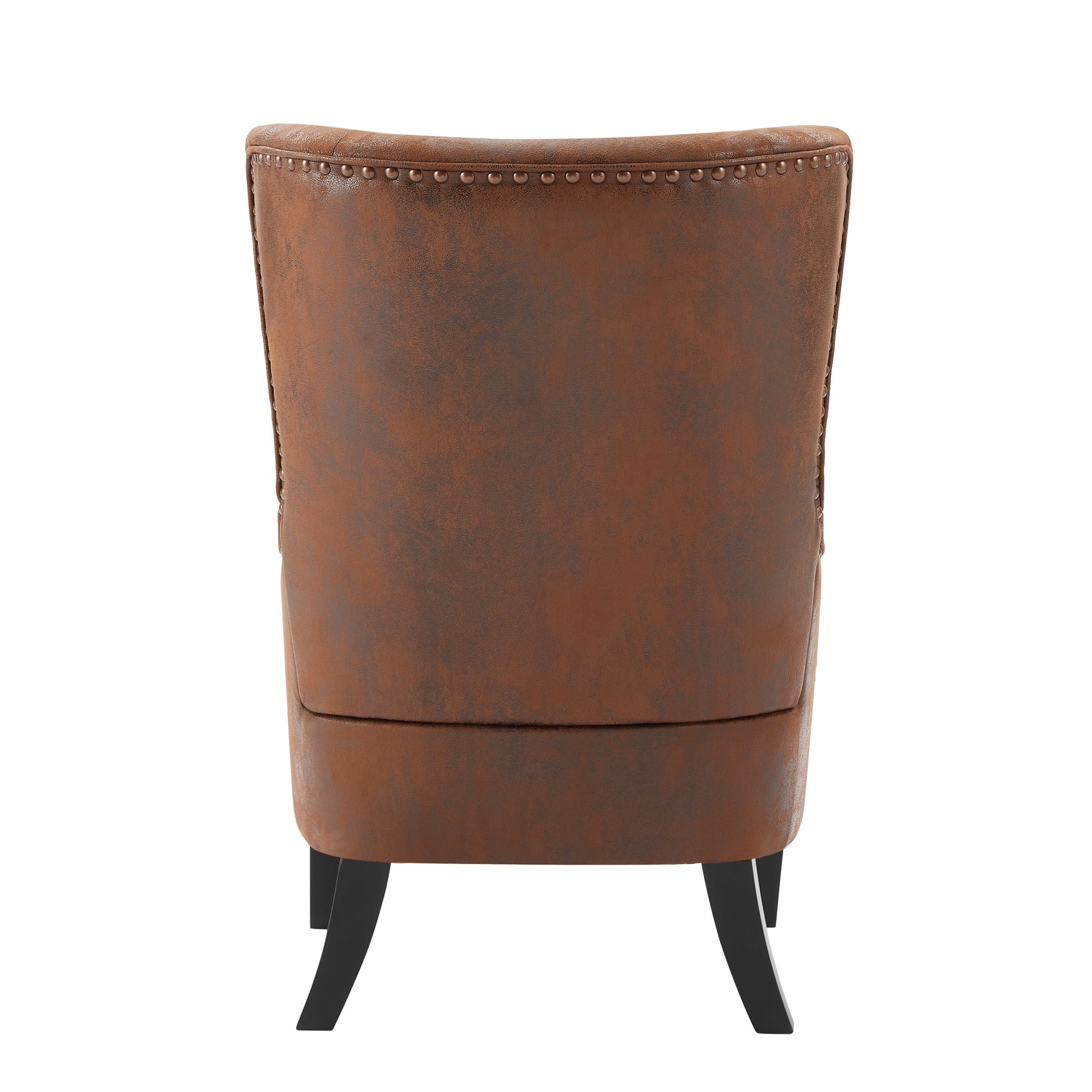 Hi Back Studded Chair,Arm Chair,Living Room,Study And Bedroom ,Set Of 2 Brown Polyester