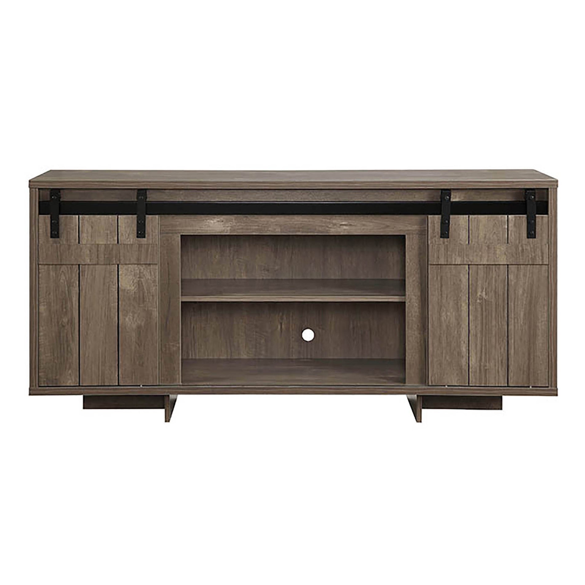 Grey Washed 2 Shelf Tv Stand Gray Primary Living Space 60 69 Inches Farmhouse Rubberwood Wood