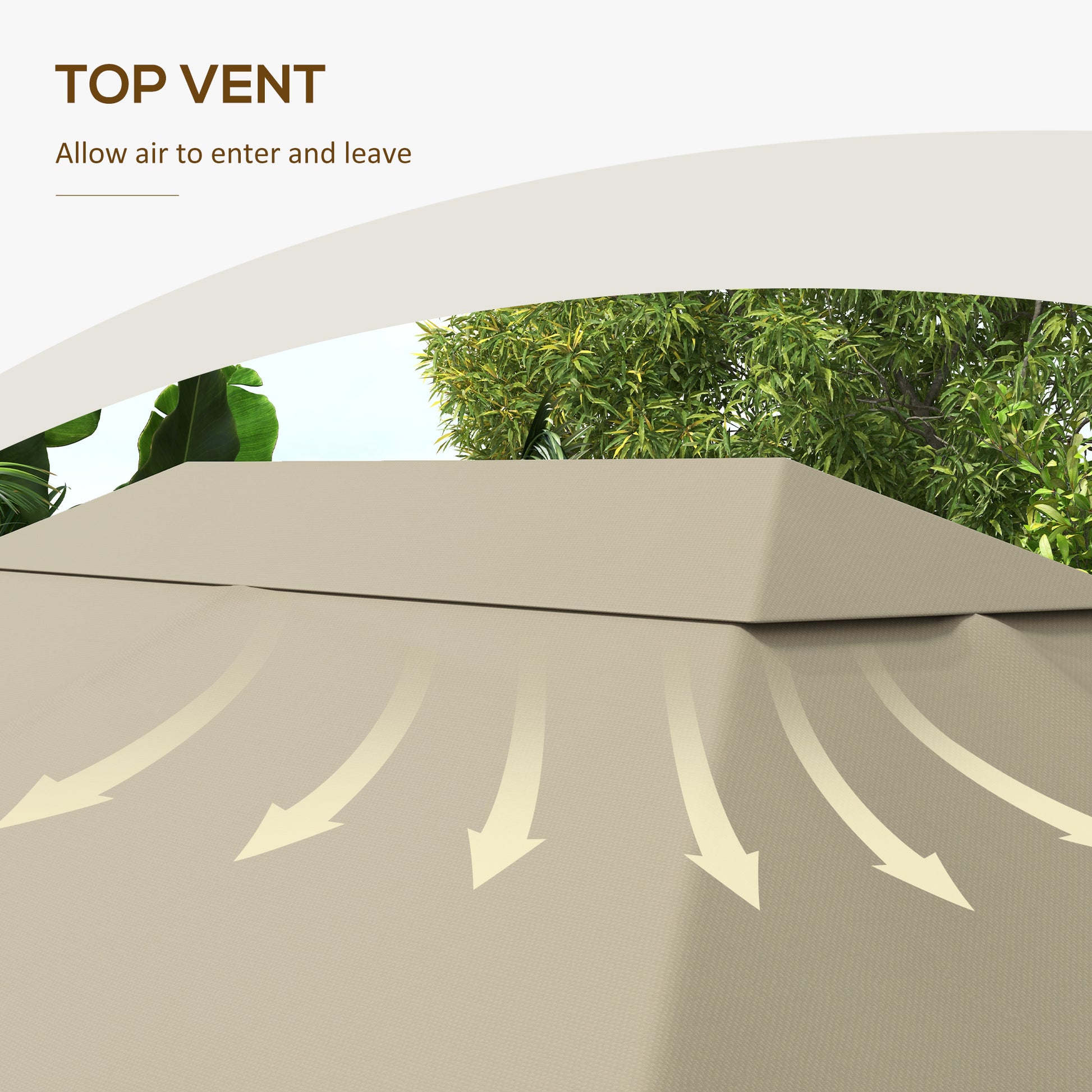 Outsunny 10' X 13' Gazebo Canopy Replacement, Outdoor Gazebo Cover Top Roof Replacement With Vents And Drain Holes, Top Cover Only , Khaki Brown Polyester