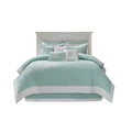 Oversized Cotton Jacquard Comforter Set Aqua King King Aqua Cotton