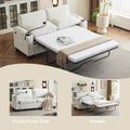 73.63*27.96 Pull Out Sofa Bed, Chenille Material, Pull Out Queen Sofa Bed With Memory Foam Mattress, For Living Room, Bedroom, Office, Apartment, White White Minimalist Chenille,Metal & Wood