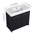 36 Inch Freestanding Bathroom Vanity With Resin Sink, With Soft Closing Door, Kd Package Black Chestnut 2 Bathroom Freestanding Modern Plywood