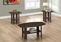 Table Set, 3Pcs Set, Coffee, End, Side, Accent, Living Room, Brown Laminate, Transitional Espresso Particle Board