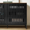 6 Drawer Double Dresser With Slatted Grille Striped Drawer, Modern Style Dresser, High Quality Mdf And Metal Leg Black Brown Mdf