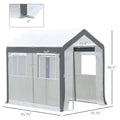 Outsunny 8' X 6' X 7' Walk In Greenhouse, Outdoor Garden Warm Hot House With 4 Roll Up Windows, 2 Zippered Doors And Weather Cover, White White Polyethylene