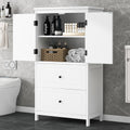 Bathroom Storage Cabinet, Cabinet With Two Doors And Drawers, Adjustable Shelf, Mdf Board, White White Mdf