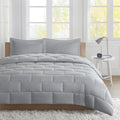 Seersucker Down Alternative Comforter Mini Set Queen Grey Microfiber