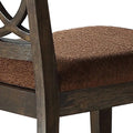 Wooden Side Chair With Cushioned Seat And Cut Out Back, Set Of 2,Brown Brown Wood Fabric