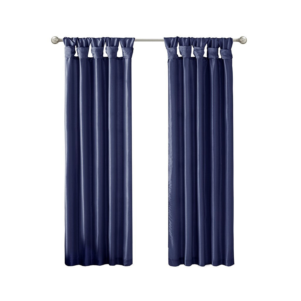 Twist Tab Lined Window Curtain Panel Only 1 Pc Panel Navy Polyester