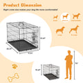 Dog Crate With Divider Panel,30 Inch Double Door Folding Metal Wire Dog Cage With Plastic Leak Proof Pan Tray, Pet Kennel For Indoor Black Iron