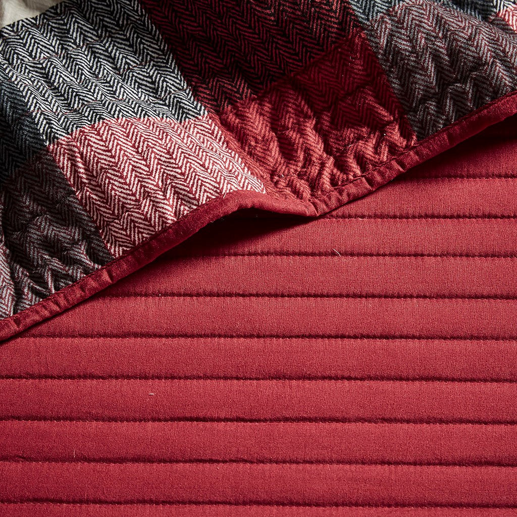 6 Piece Reversible Plaid Daybed Cover Set Red Daybed Red Microfiber