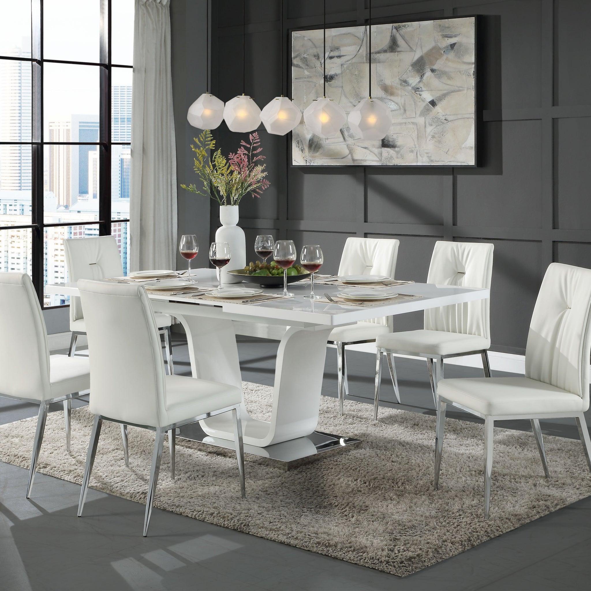 Kamaile Side Chair Set 2 , Beige Synthetic Leather & Chrome Finish Dn02134 Beige Mdf Metal