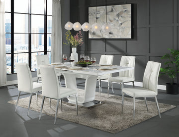 Kamaile Side Chair Set 2 , Beige Synthetic Leather & Chrome Finish Dn02134 Beige Mdf Metal