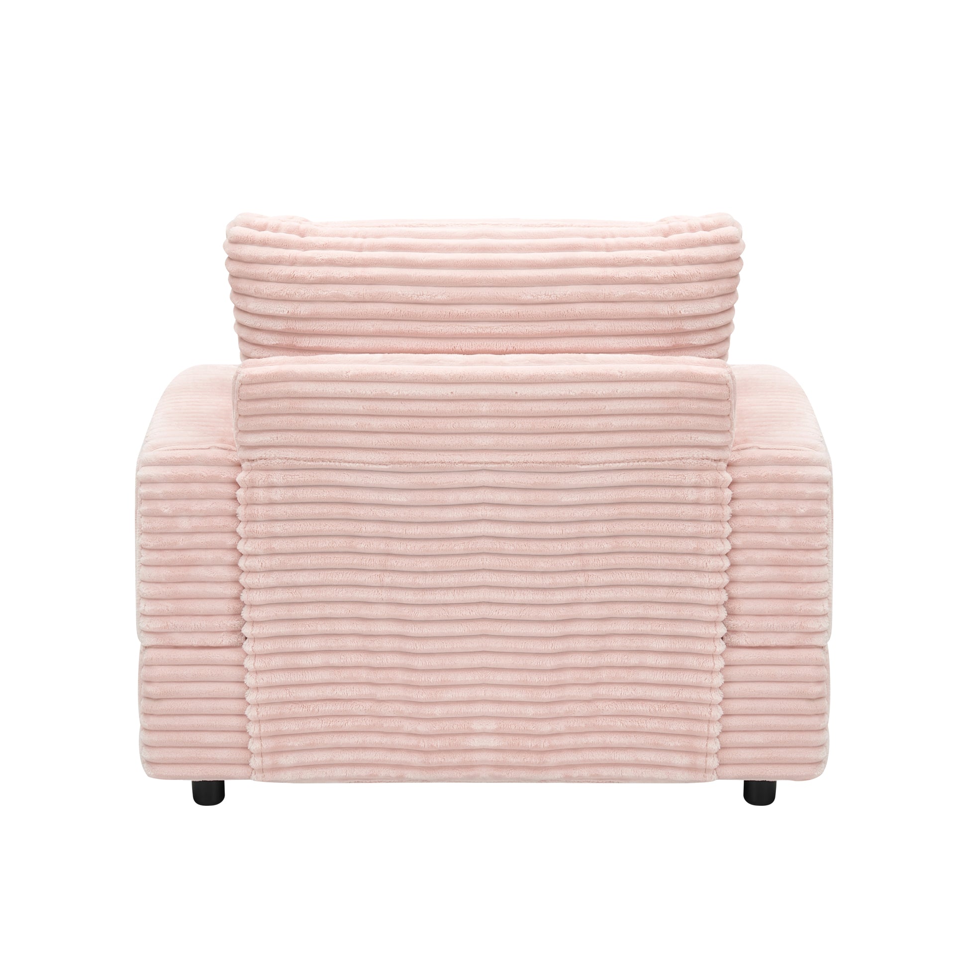 39 Inch Spring Upholstered Armchair And Ottoman Set Comfortable Single Sofa With Cup Holder And Corduroy Fabric, Perfect For Living Room Or Bedroom Pink Corduroy 1 Seat